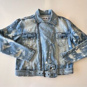 Laundry Room Heartbreaker Denim Moto Jacket Desert Rain Wash SMALL